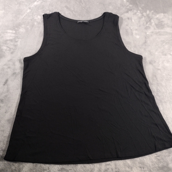 Eileen Fisher Womens Silk Sleeveless Scoop Neck Tank Blouse Black Size L NWOT - Picture 2 of 7